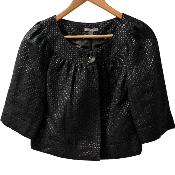 ❤️ Apt. 9 Black Lurex Jacquard Cape Style Jacket - Picture 2 of 9